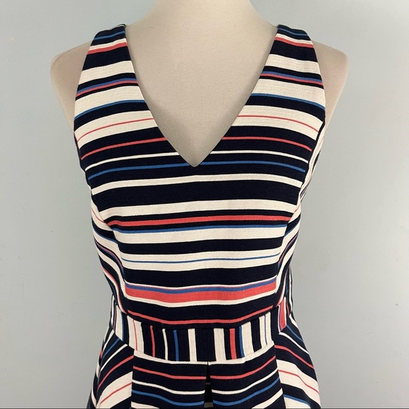 Adelyn Rae Women's Sleeveless Criss Cross Back Stripe Fit and Flare Dress - Picture 2 of 13